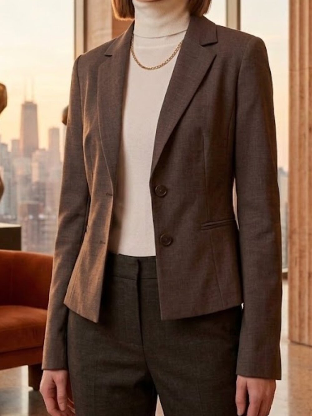 Jil Sander Chocolate Brown Cropped Single-Button Blazer